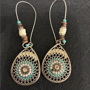 Boho Teardrop Earrings with Turquoise color Accents